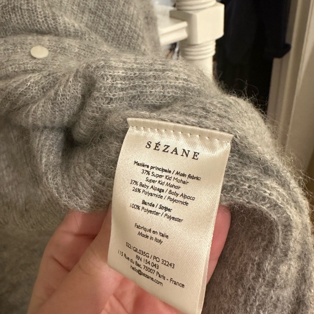 Sezane Gaspard Cardigan Size Medium - Gray - Picture 3 of 3